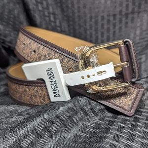 Dark Brown Michael Kors MK Logo Belt.
